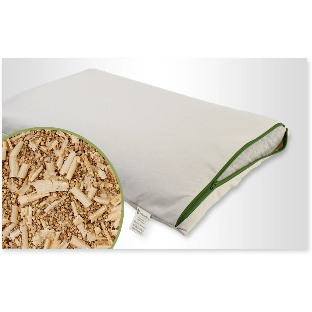 Bio Kissen mit Füllung Hirseschalen & Zirbenholz in Creme von mudis Größe 30x45 cm