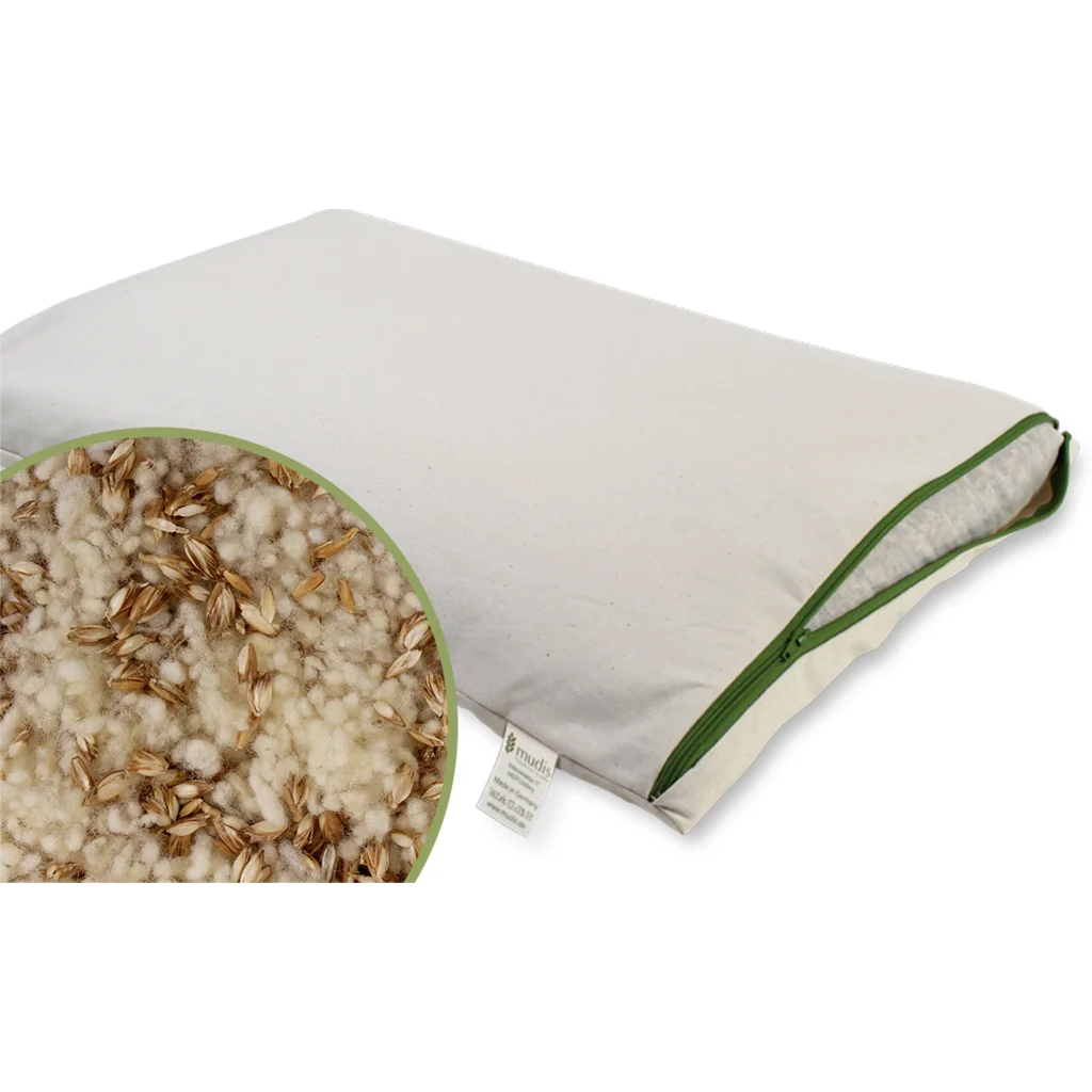 Bio Kissen mit Füllung Schafschurwolle & Dinkelspelzen in Creme von mudis Größe 30x45 cm
