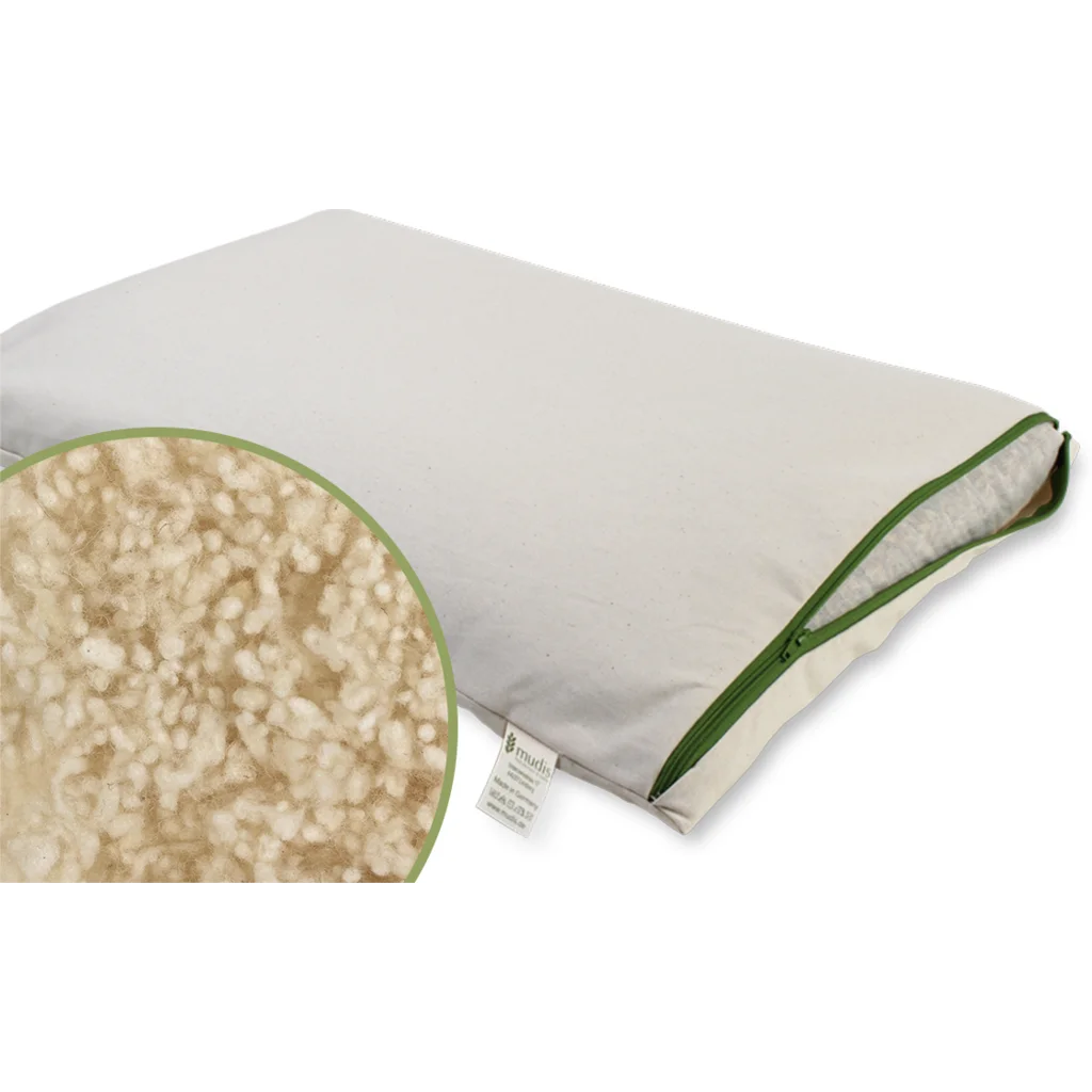 Bio Kissen mit Füllung Schafschurwolle in Creme von mudis Größe 40x60 cm