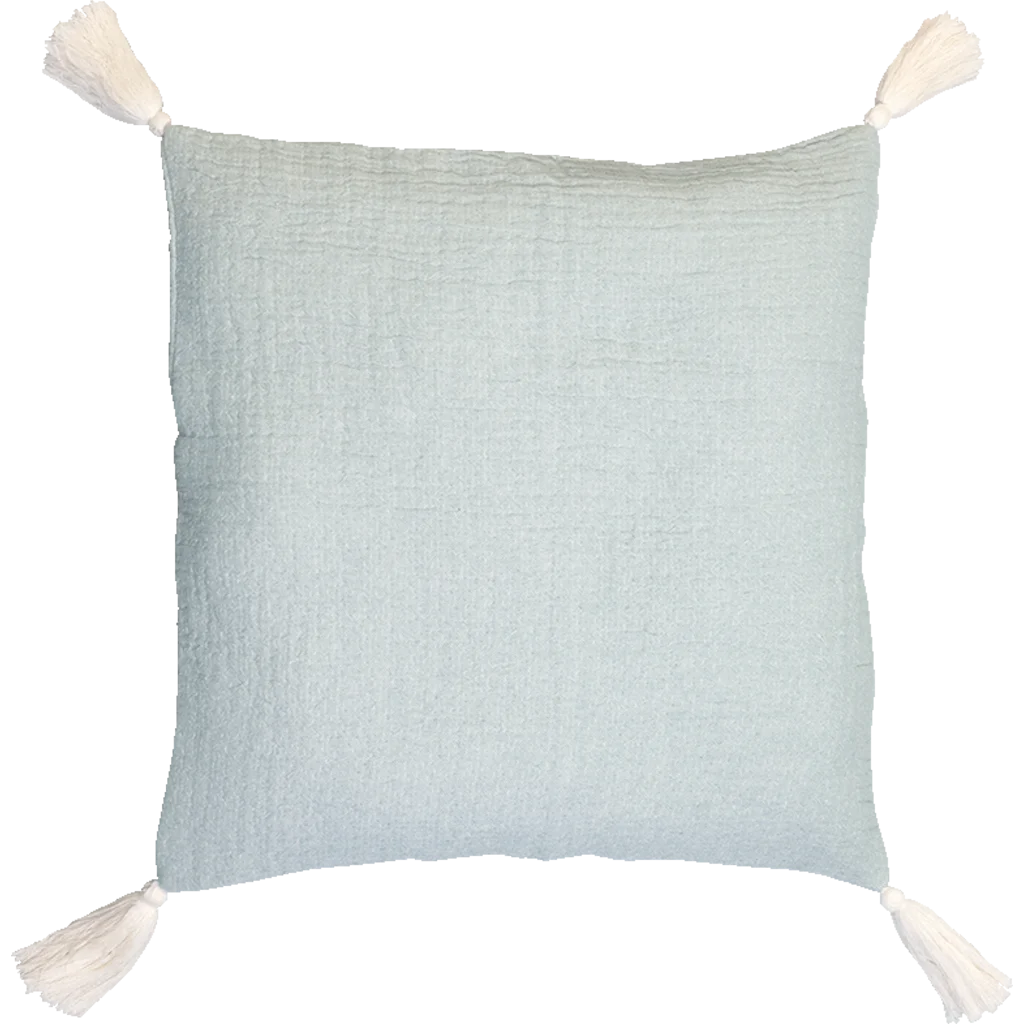 Bio Kissenhülle mit Quasten in Mint Grün von Jean&Len Größe 45x45 cm