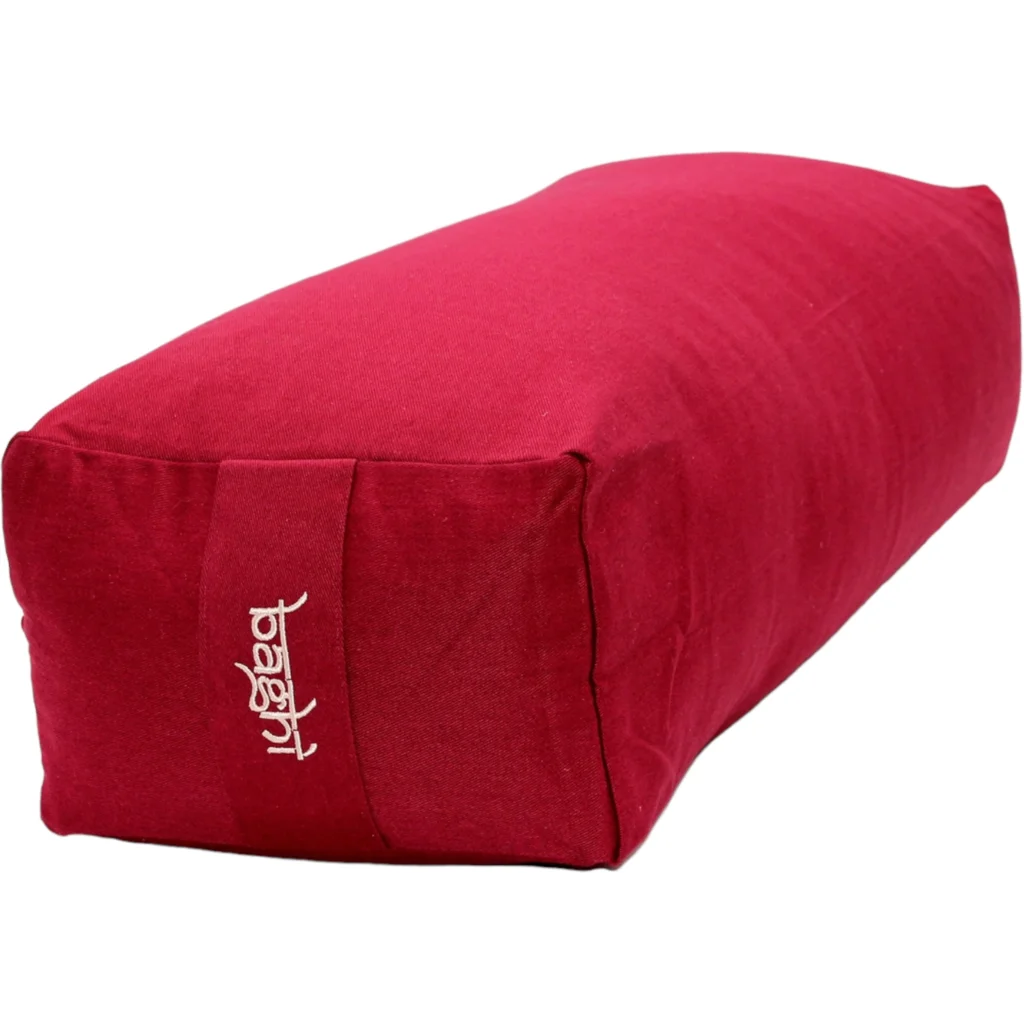 Bio Meditationskissen+Yogakissen Bolster in Bordeaux Rot von BAGHI Größe 60x28 cm Höhe 15 cm