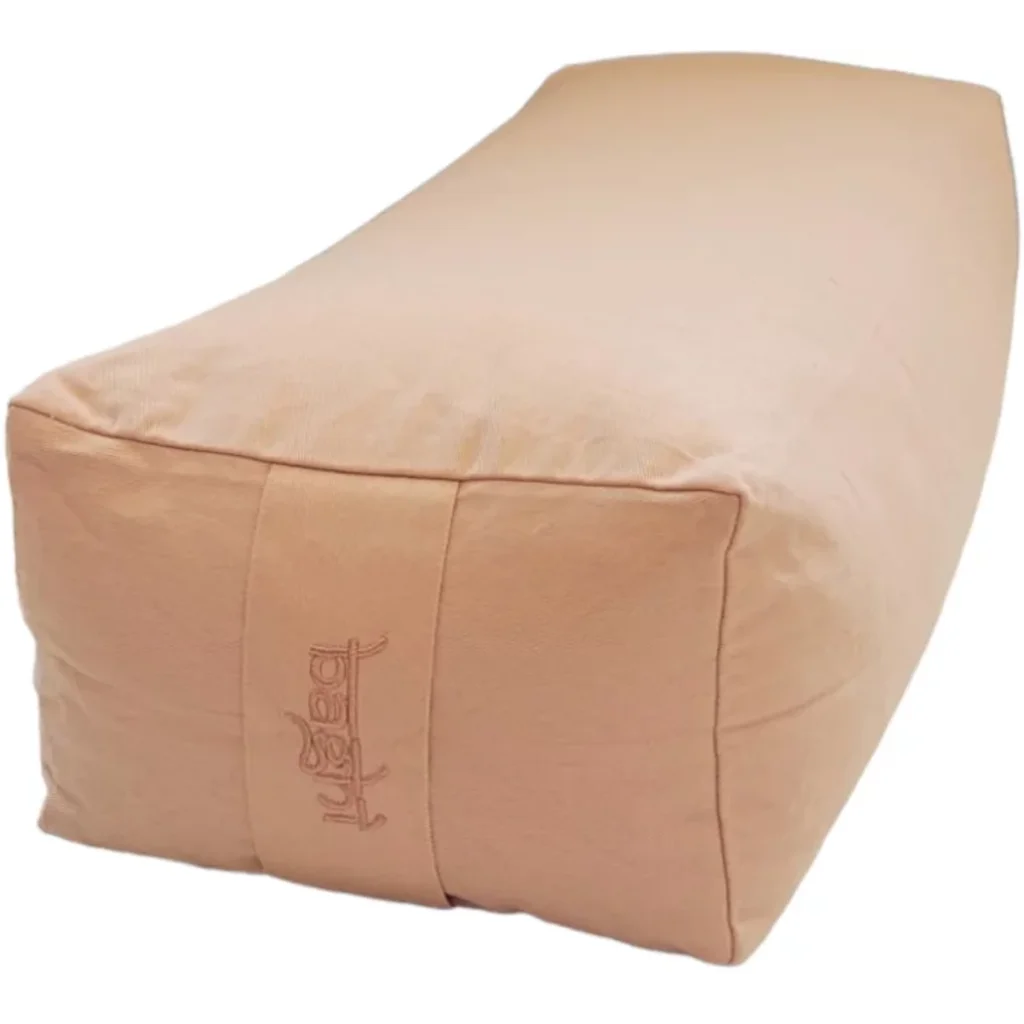 Bio Meditationskissen+Yogakissen Bolster in Hellzimt Braun von BAGHI Größe 60x28 cm Höhe 15 cm