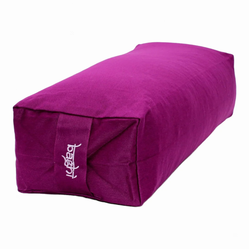 Bio Meditationskissen+Yogakissen Bolster in Lila von BAGHI Größe 60x28 cm Höhe 15 cm