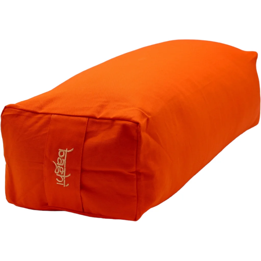 Bio Meditationskissen+Yogakissen Bolster in Orange von BAGHI Größe 60x28 cm Höhe 15 cm