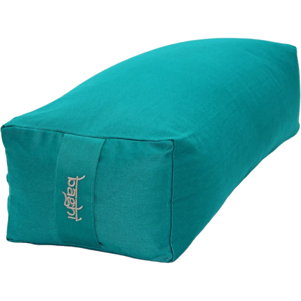 Bio Meditationskissen+Yogakissen Bolster in Petrol Blau von BAGHI Größe 60x28 cm Höhe 15 cm
