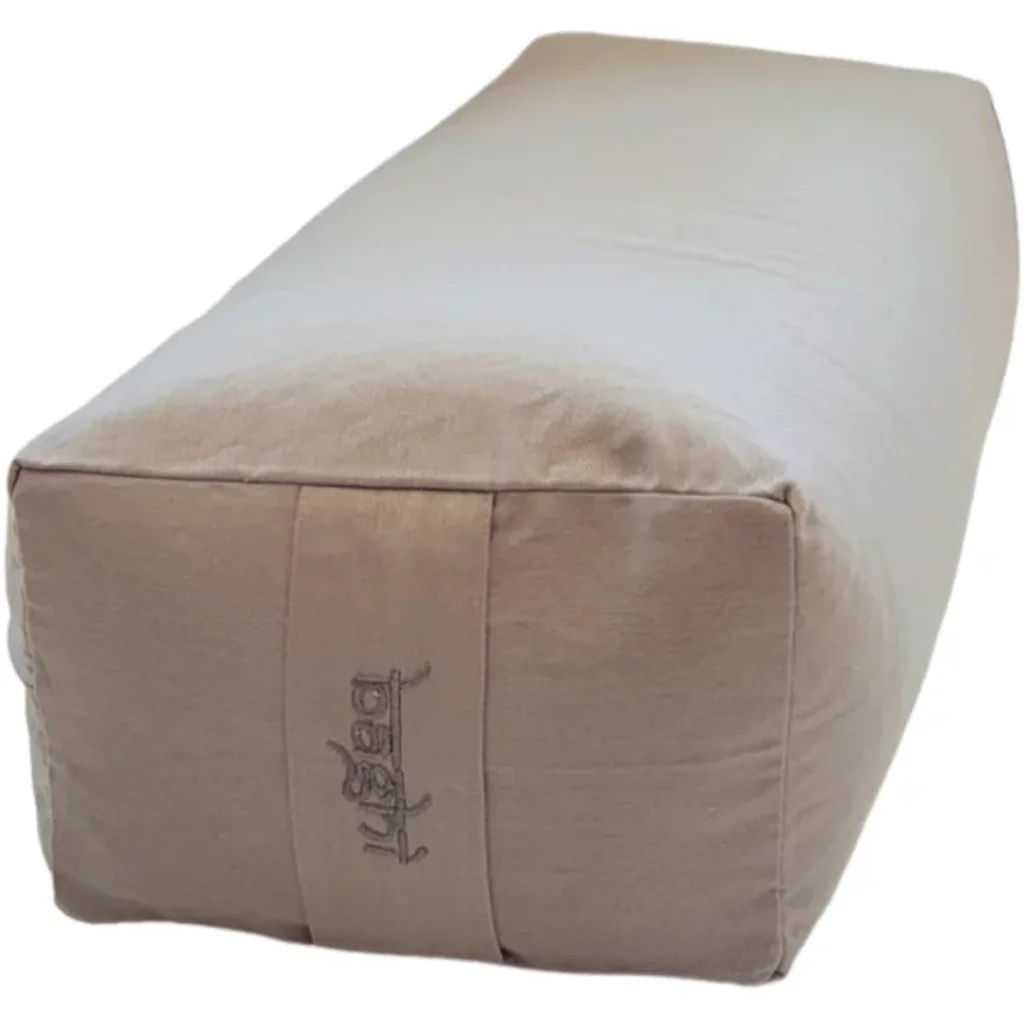 Bio Meditationskissen+Yogakissen Bolster in Steingrau Braun von BAGHI Größe 60x28 cm Höhe 15 cm