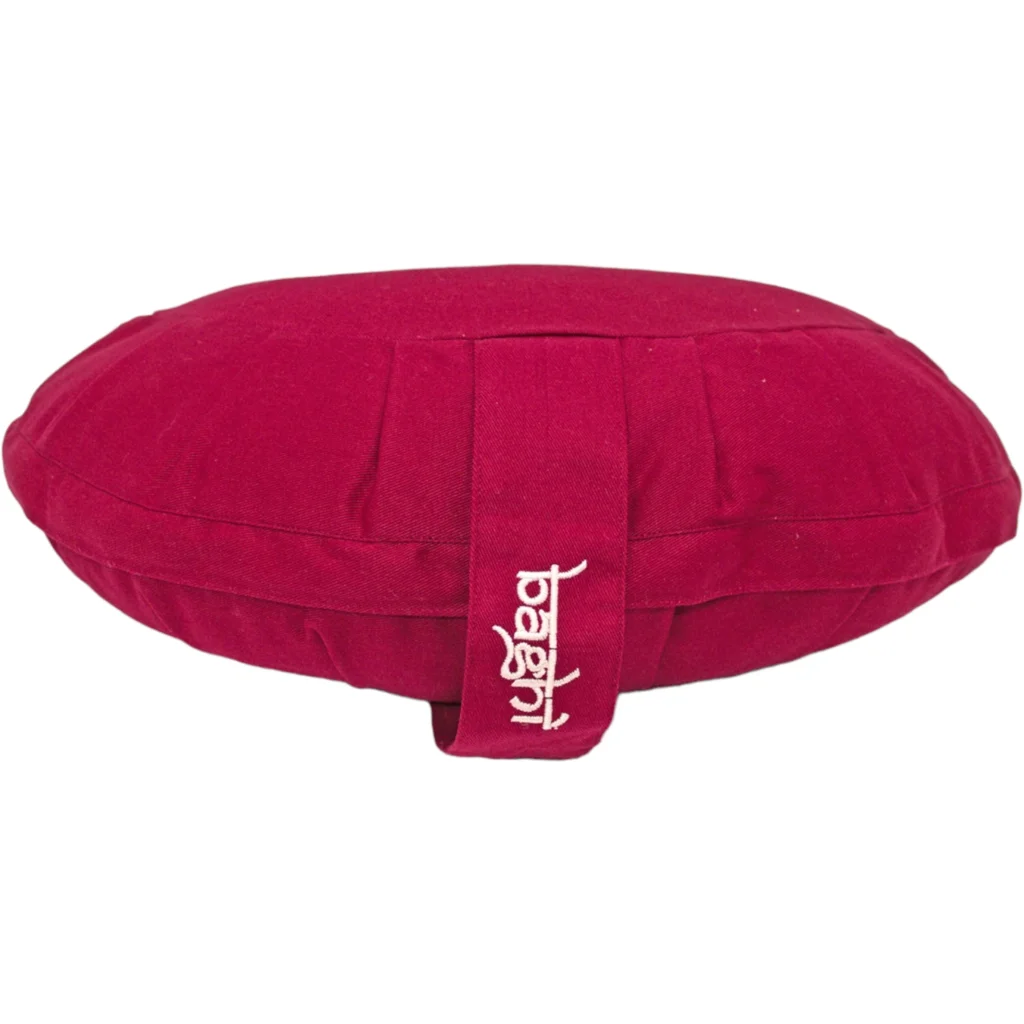 Bio Meditationskissen+Yogakissen Halbmond in Bordeaux Rot von BAGHI Größe 43x23 cm Höhe 18 cm