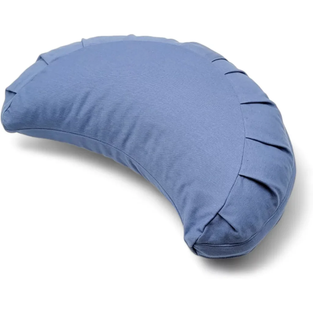 Bio Meditationskissen+Yogakissen Halbmond in Kornblumenblau Blau von BAGHI Größe 43x23 cm Höhe 18 cm