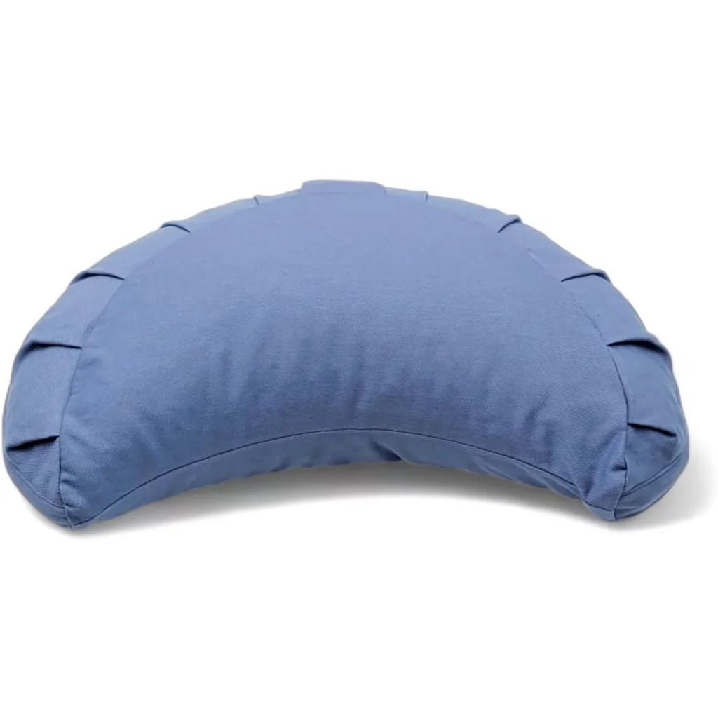 Bio Meditationskissen+Yogakissen Halbmond in Kornblumenblau Blau von BAGHI Größe 43x23 cm Höhe 18 cm