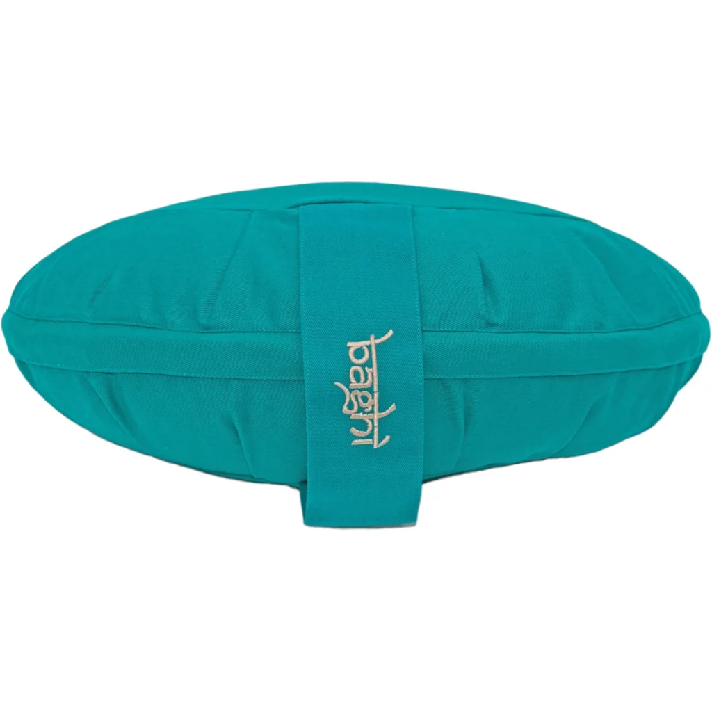 Bio Meditationskissen+Yogakissen Halbmond in Petrol Blau von BAGHI Größe 43x23 cm Höhe 18 cm