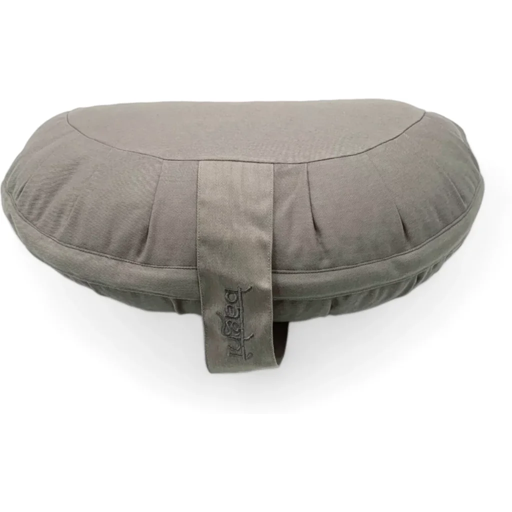 Bio Meditationskissen+Yogakissen Halbmond in Steingrau Braun von BAGHI Größe 43x23 cm Höhe 18 cm