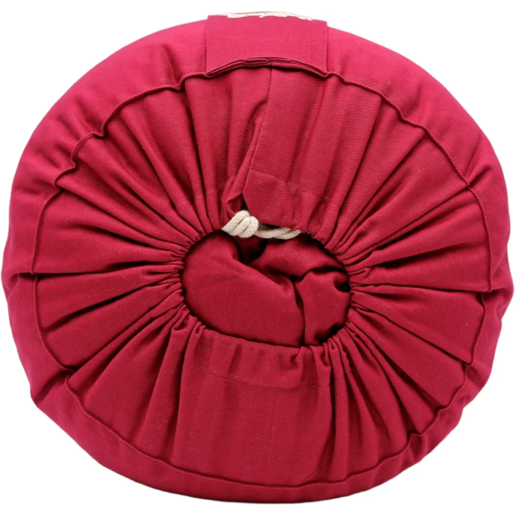Bio Meditationskissen+Yogakissen rund in Bordeaux Rot von BAGHI Größe Ø 30 cm Höhe 15 cm