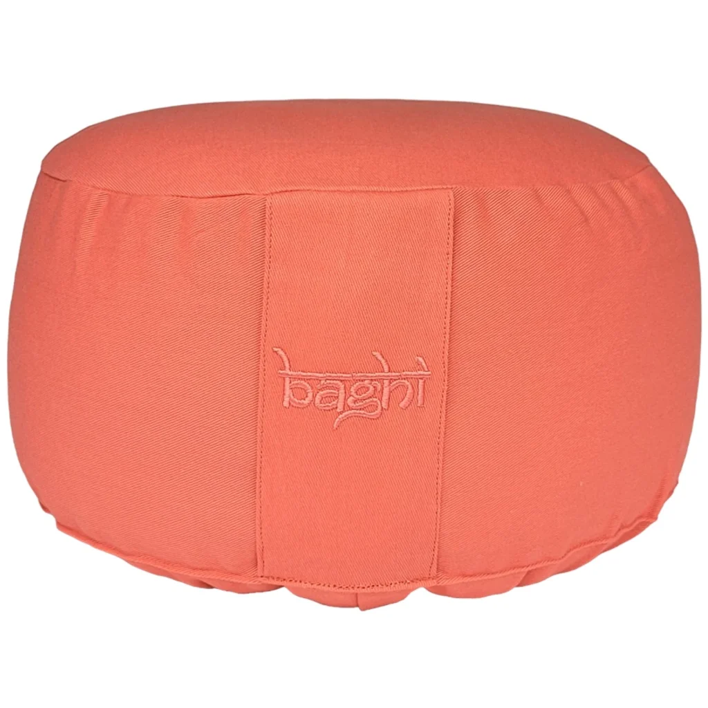Bio Meditationskissen+Yogakissen rund in Flamingo Orange von BAGHI Größe Ø 30 cm Höhe 15 cm