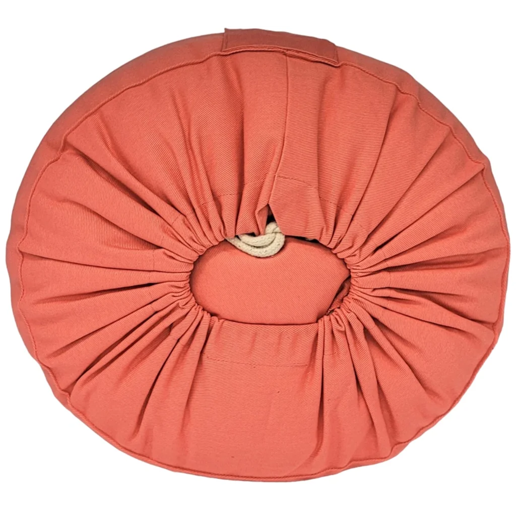 Bio Meditationskissen+Yogakissen rund in Flamingo Orange von BAGHI Größe Ø 30 cm Höhe 15 cm