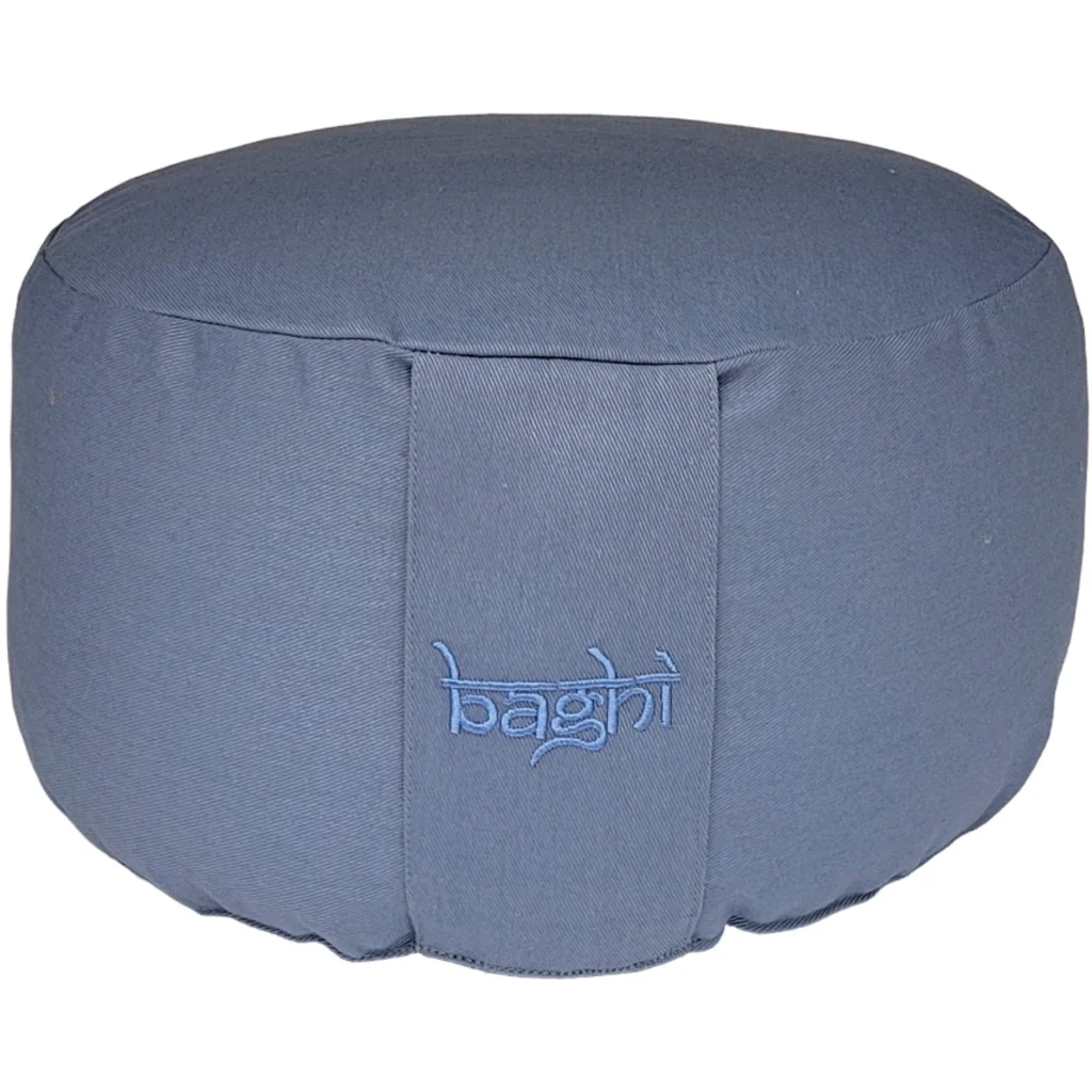Bio Meditationskissen+Yogakissen rund in Kornblumenblau Blau von BAGHI Größe Ø 30 cm Höhe 15 cm