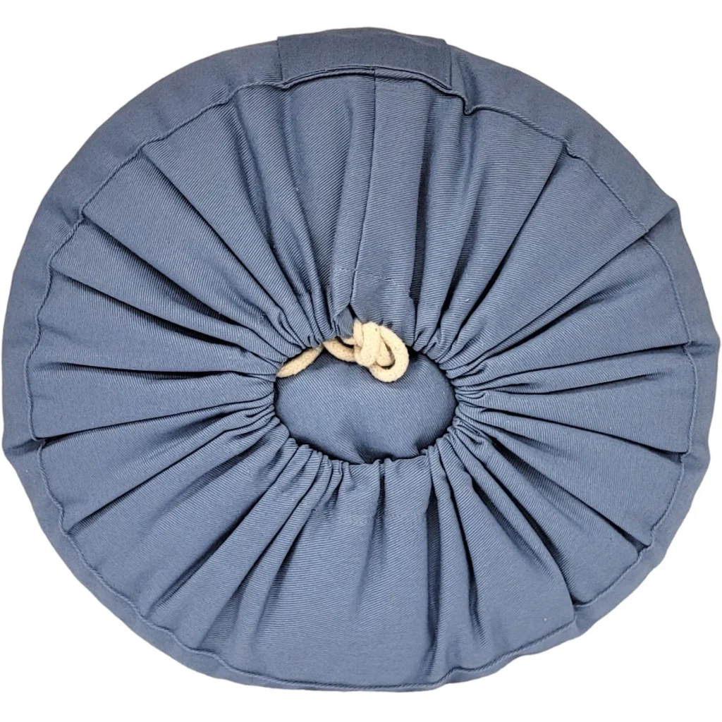 Bio Meditationskissen+Yogakissen rund in Kornblumenblau Blau von BAGHI Größe Ø 30 cm Höhe 15 cm