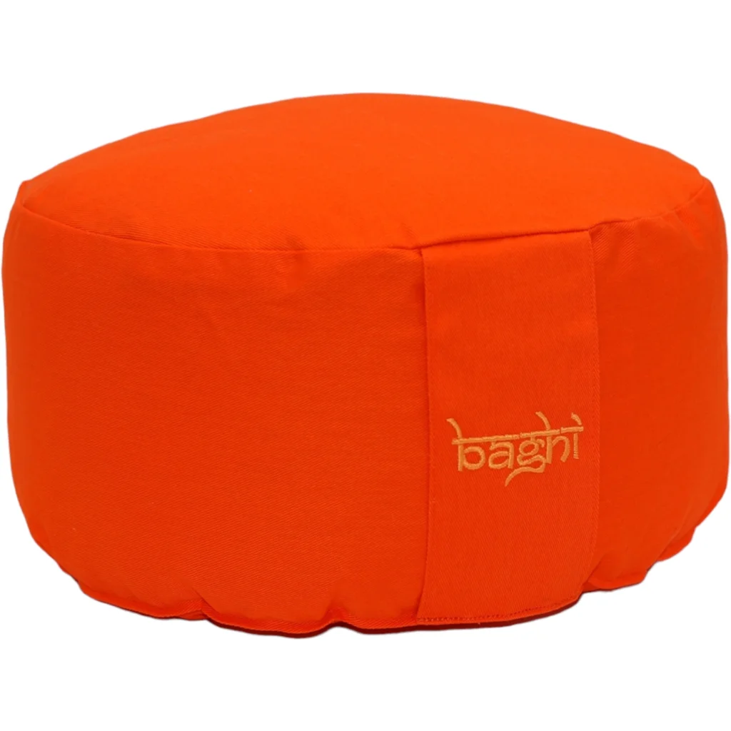 Bio Meditationskissen+Yogakissen rund in Orange von BAGHI Größe Ø 30 cm Höhe 15 cm