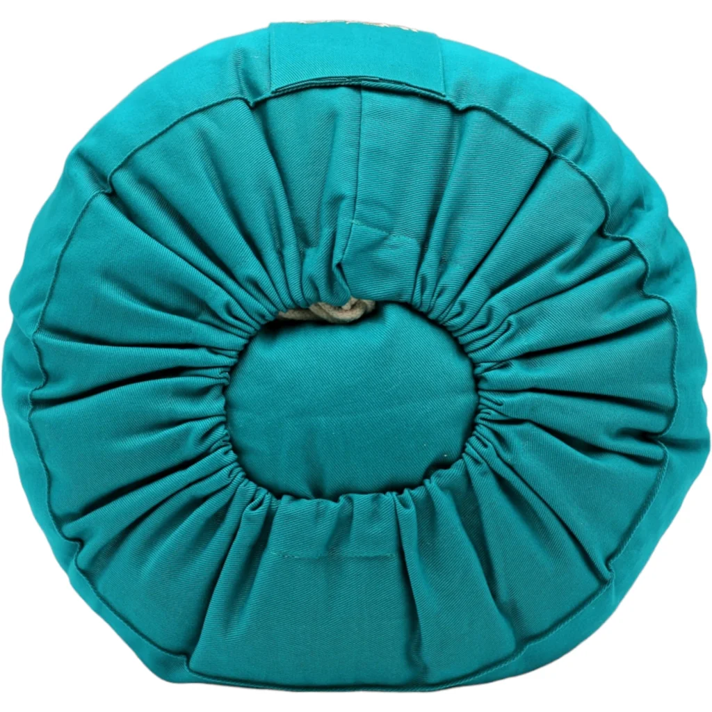 Bio Meditationskissen+Yogakissen rund in Petrol Blau von BAGHI Größe Ø 30 cm Höhe 15 cm