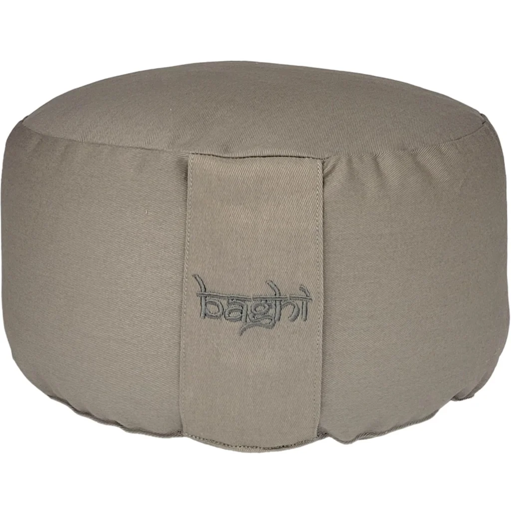 Bio Meditationskissen+Yogakissen rund in Steingrau Braun von BAGHI Größe Ø 30 cm Höhe 15 cm