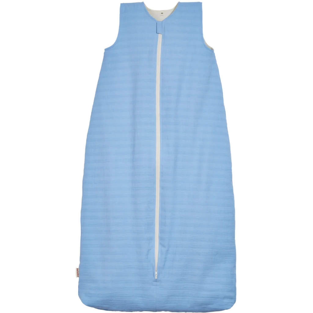 Bio Musselin Baby-Schlafsack mit Jerseyfutter in Lichtblau von Cotonea Größe 70 (ca. 76 cm)