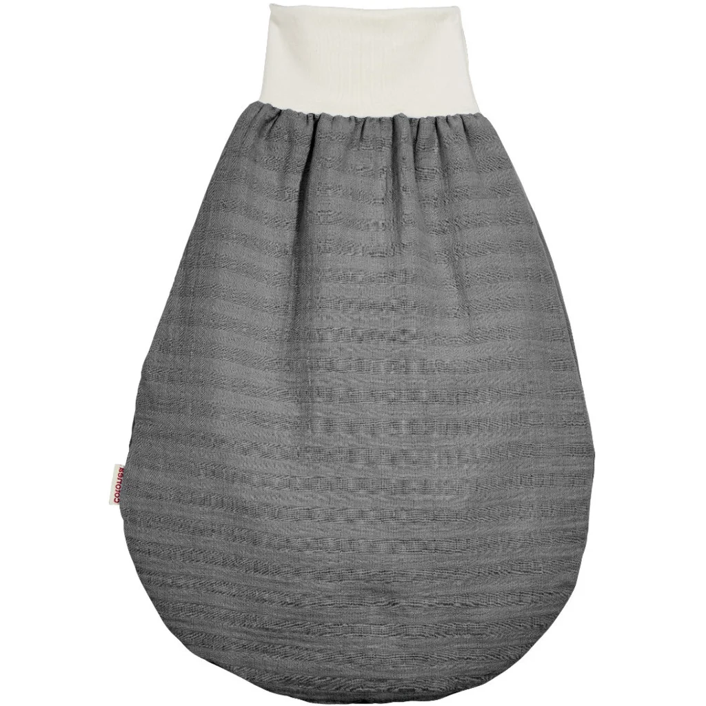 Bio Musselin Baby-Strampelsack mit Jerseyfutter in Anthrazit von Cotonea Größe 35x50 cm