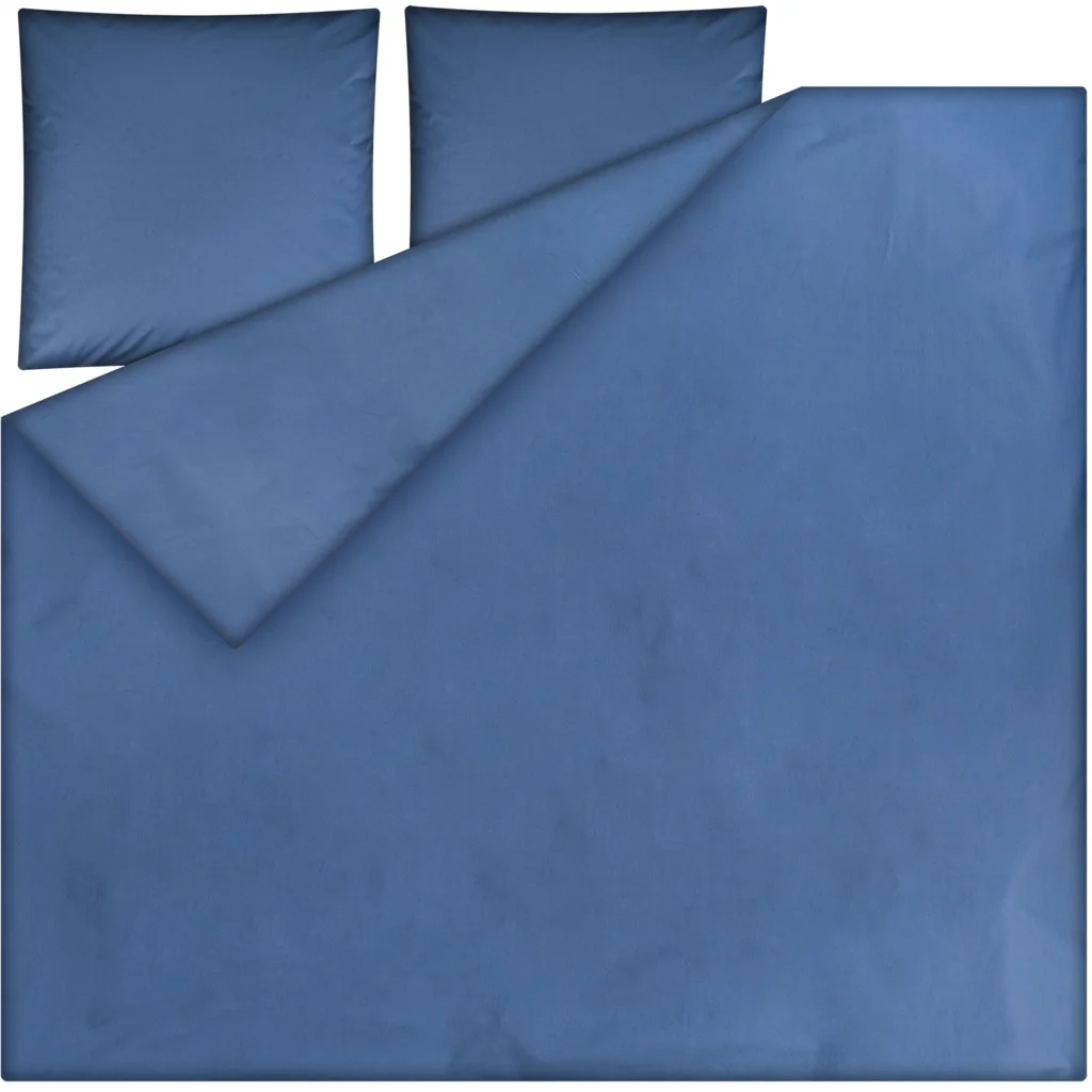 Bio Perkal Bettwäsche Garnitur 3-teilig in Blau von MELA home Größe 240x220 + 2x 80x80 cm