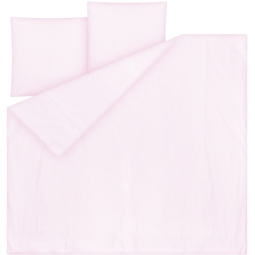 Bio Perkal Bettwäsche Streifen Garnitur 3-teilig in Rosa+Weiß Muster Streifen von MELA home Größe 240x220 + 2x 80x80 cm