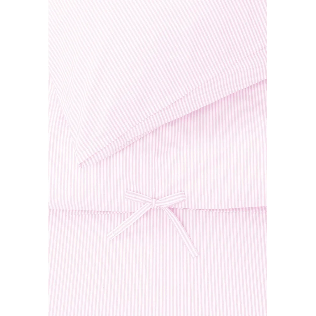 Bio Perkal Bettwäsche Streifen Garnitur 3-teilig in Rosa+Weiß Muster Streifen von MELA home Größe 240x220 + 2x 80x80 cm