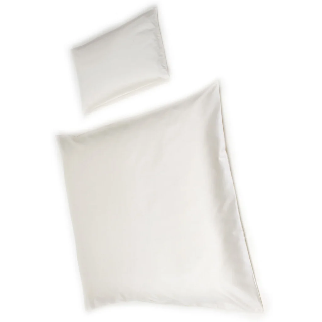 Bio Satin Baby-+Kinder-Bettwäsche Classic Bettbezug in Creme von mudis Größe 100x135 cm