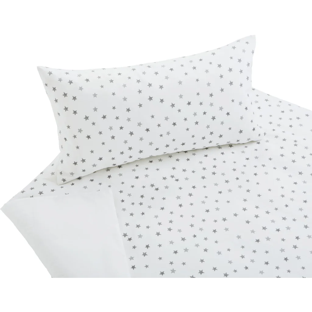 Bio Satin Baby-+Kinder-Bettwäsche Sterne Kissenbezug in Weiß Muster Sterne von Cotonea Größe 40x60 cm