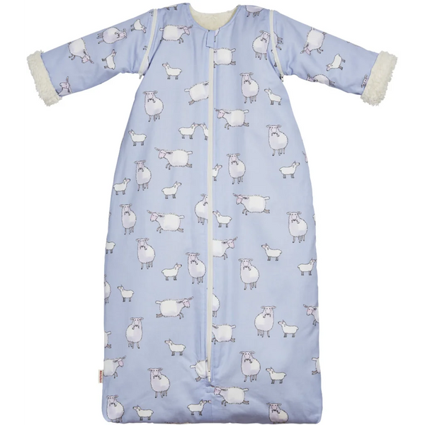 Bio Satin Baby-Schlafsack Schäfchen mit Teddyplüschfutter und abnehmba – LAMA Living