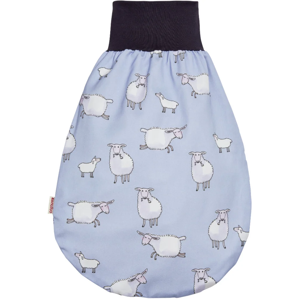 Bio Satin Baby-Strampelsack Schäfchen mit Teddyplüschfutter in Muster Schäfchen von Cotonea Größe 35x50 cm