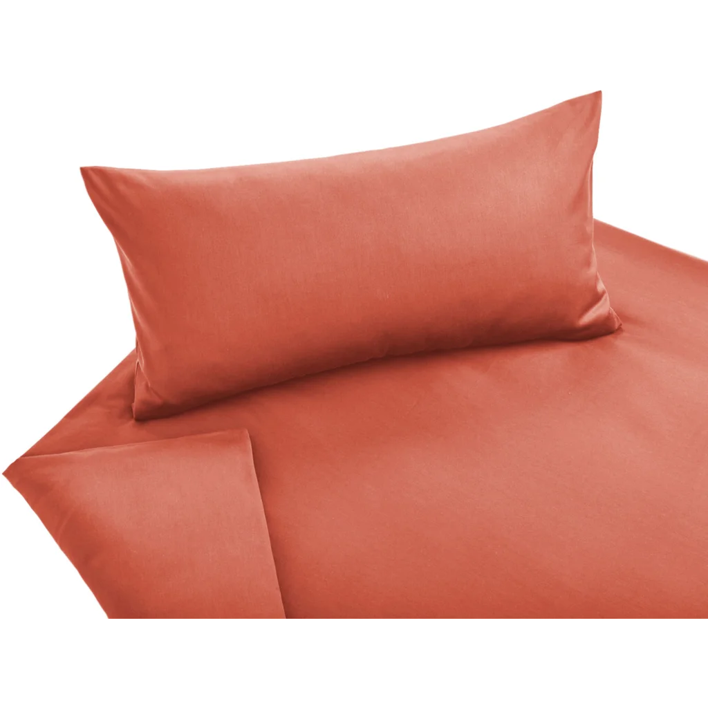 Bio Satin Bettwäsche Classic Garnitur in Orange von Cotonea Größe 155x220 + 80x80 cm