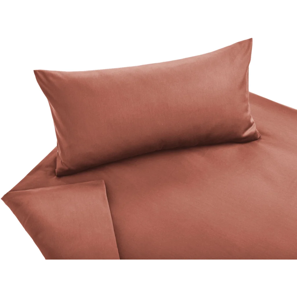 Bio Satin Bettwäsche Classic Garnitur in Ziegel Orange von Cotonea Größe 155x220 + 40x80 cm