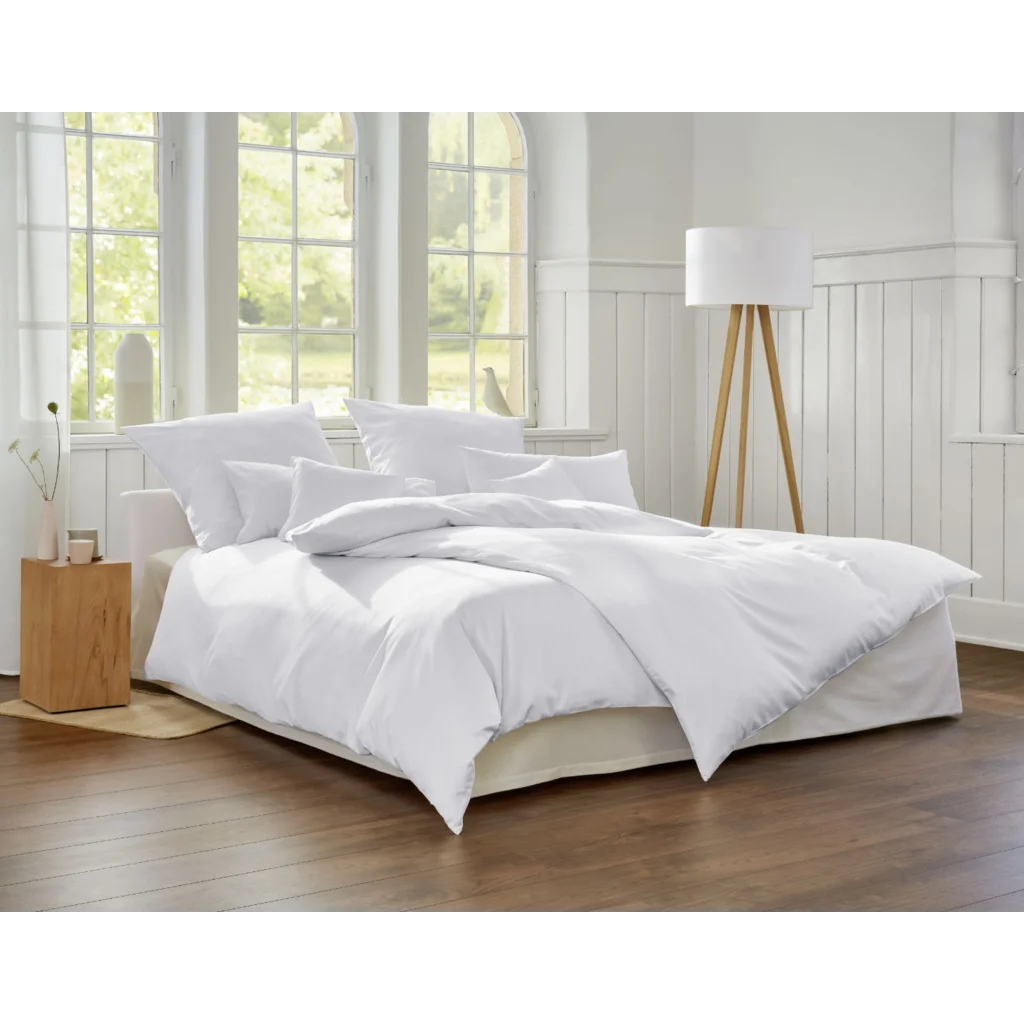 Bio Satin Bettwäsche Classic Kissenbezug in Weiß von Cotonea Größe 40x40 cm
