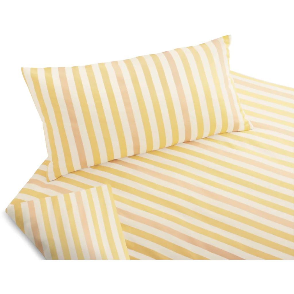 Bio Satin Bettwäsche Lucca Kissenbezug in Beige+Creme+Pfirsich Beige+Creme+Gelb Muster Streifen von Cotonea Größe 40x80 cm