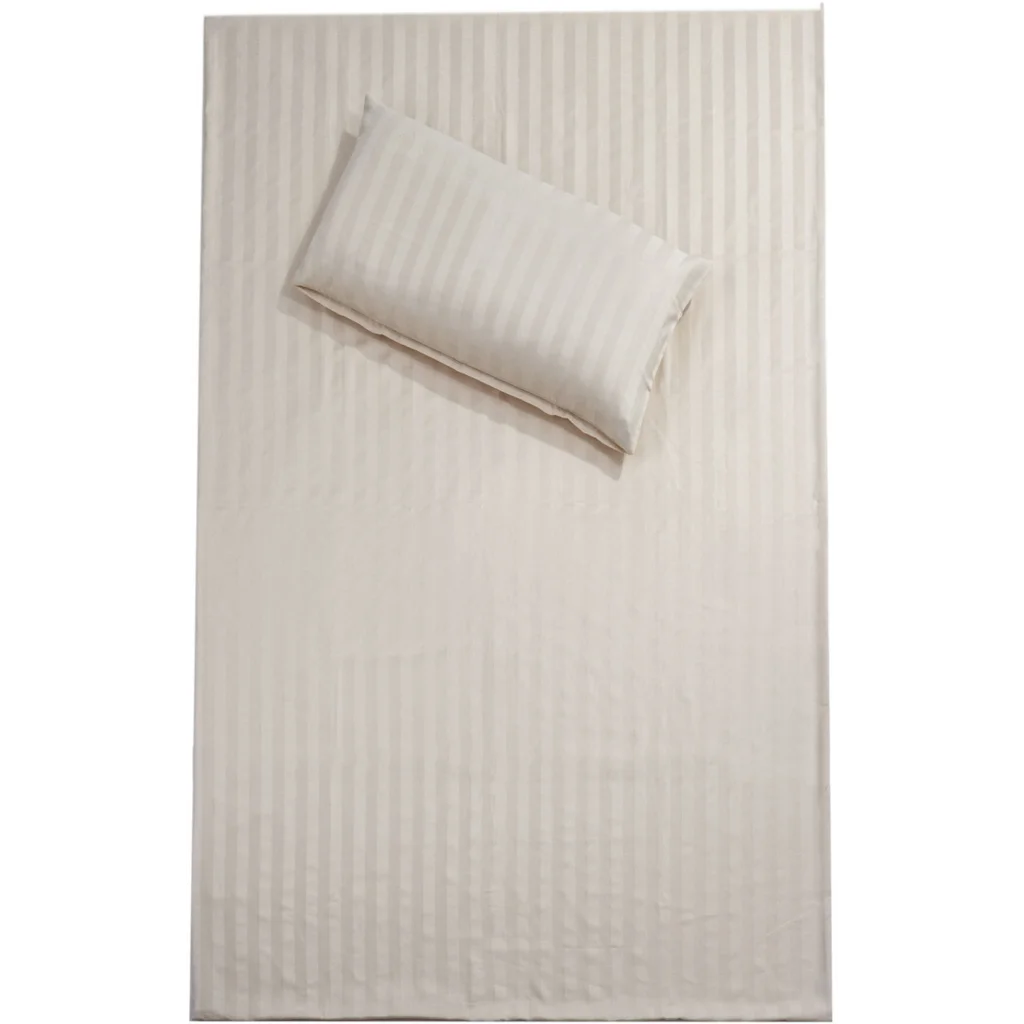 Bio Satin Bettwäsche Streifen Bettbezug in Creme von mudis Größe 135x200 cm