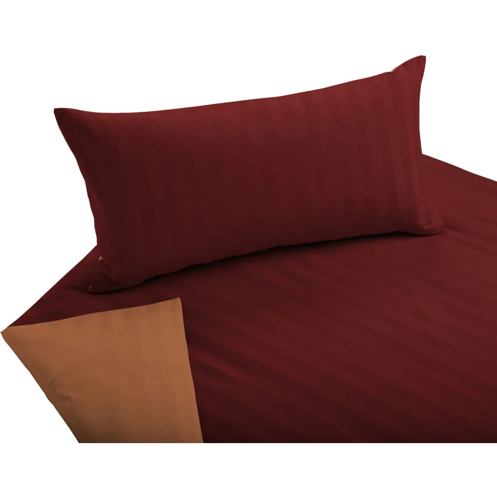 Bio Satin Wendebettwäsche Linea Garnitur in Rot+Orange von Cotonea Größe 155x220 + 80x80 cm