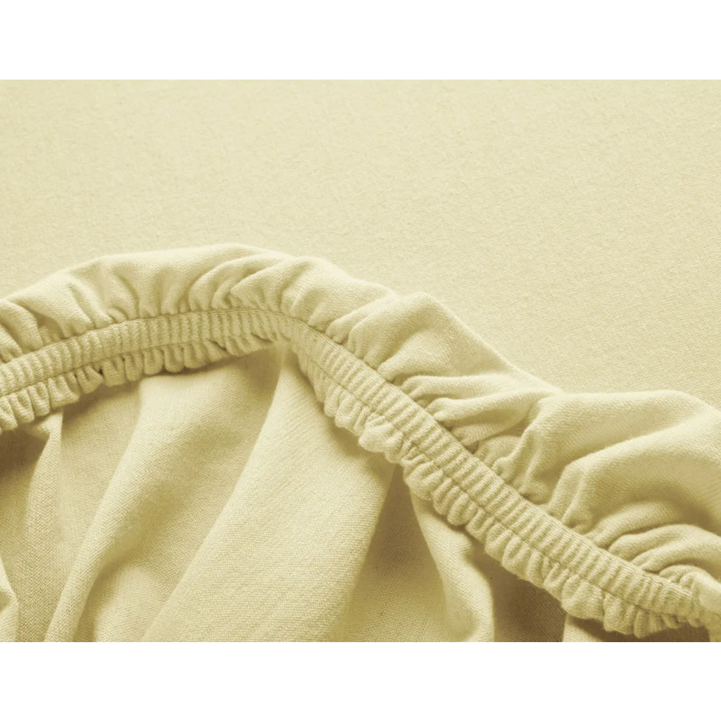 Bio Single-Jersey Spannbettlaken für Boxspringbetten in Standardgröße und Überlänge - Einzelbett in Vanille Gelb von Cotonea Größe 90-100 x 220 cm