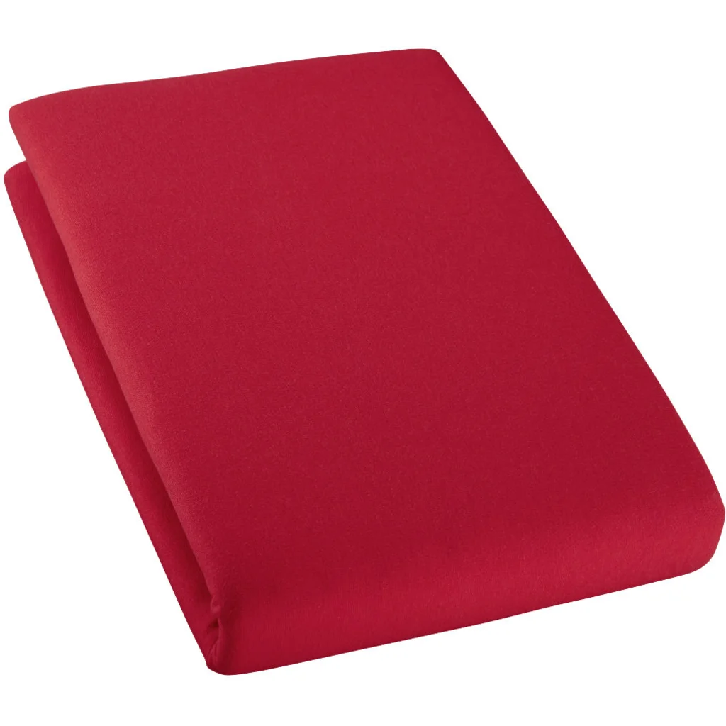 Bio Single-Jersey Spannbettlaken für Boxspringbetten in Übergröße in Rot von Cotonea Größe 140-160 x 200 cm
