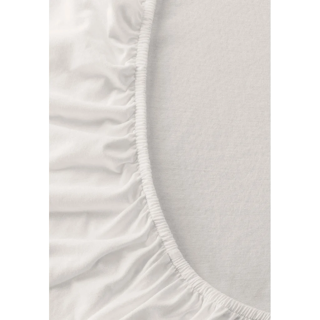 Bio Single-Jersey Spannbettlaken für Boxspringbetten in Übergröße in Weiß von MELA home Größe 140-160 x 200 cm