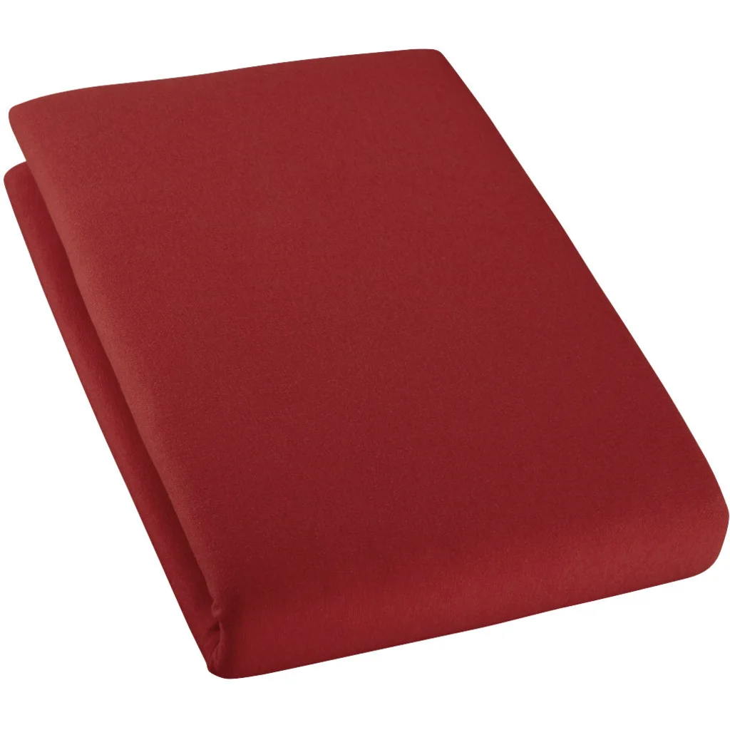 Bio Single-Jersey Spannbettlaken für Matratzen in Standardgröße - Doppelbett in Rotwein Rot von Cotonea Größe 180-200 x 200 cm
