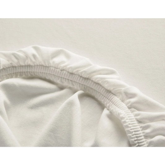 Bio Single-Jersey Spannbettlaken für Matratzen in Standardgröße und Überlänge - Einzelbett in Creme von Cotonea Größe 90-100 x 220 cm