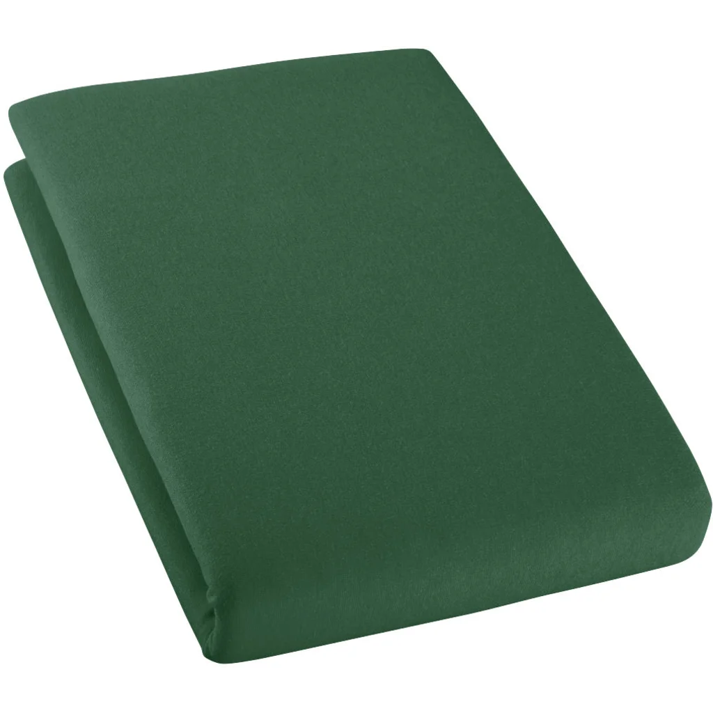 Bio Single-Jersey Spannbettlaken für Matratzen in Standardgröße und Überlänge - Einzelbett in Smaragd Grün von Cotonea Größe 90-100 x 220 cm