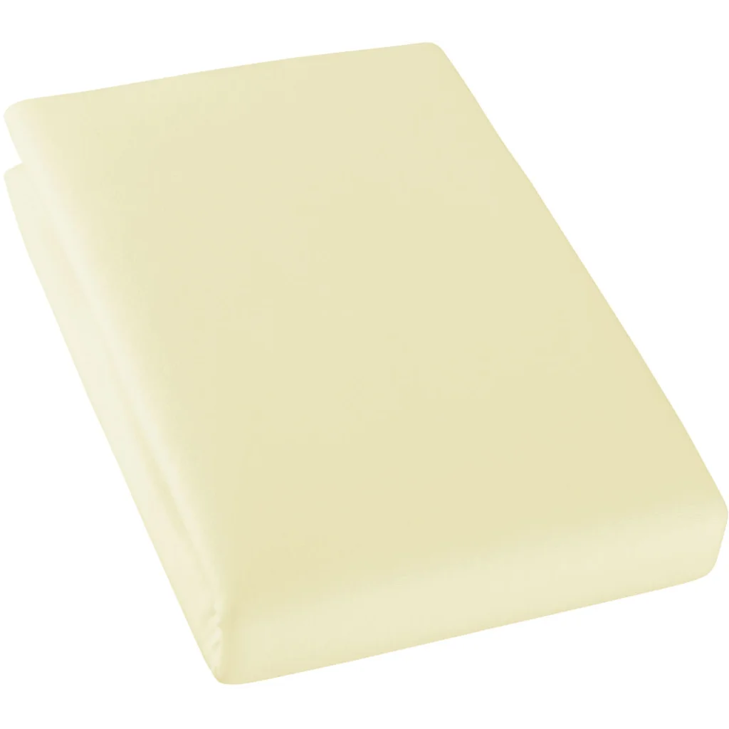Bio Single-Jersey Spannbettlaken für Matratzen in Übergröße und Überlänge in Vanille Gelb von Cotonea Größe 140-160 x 220 cm