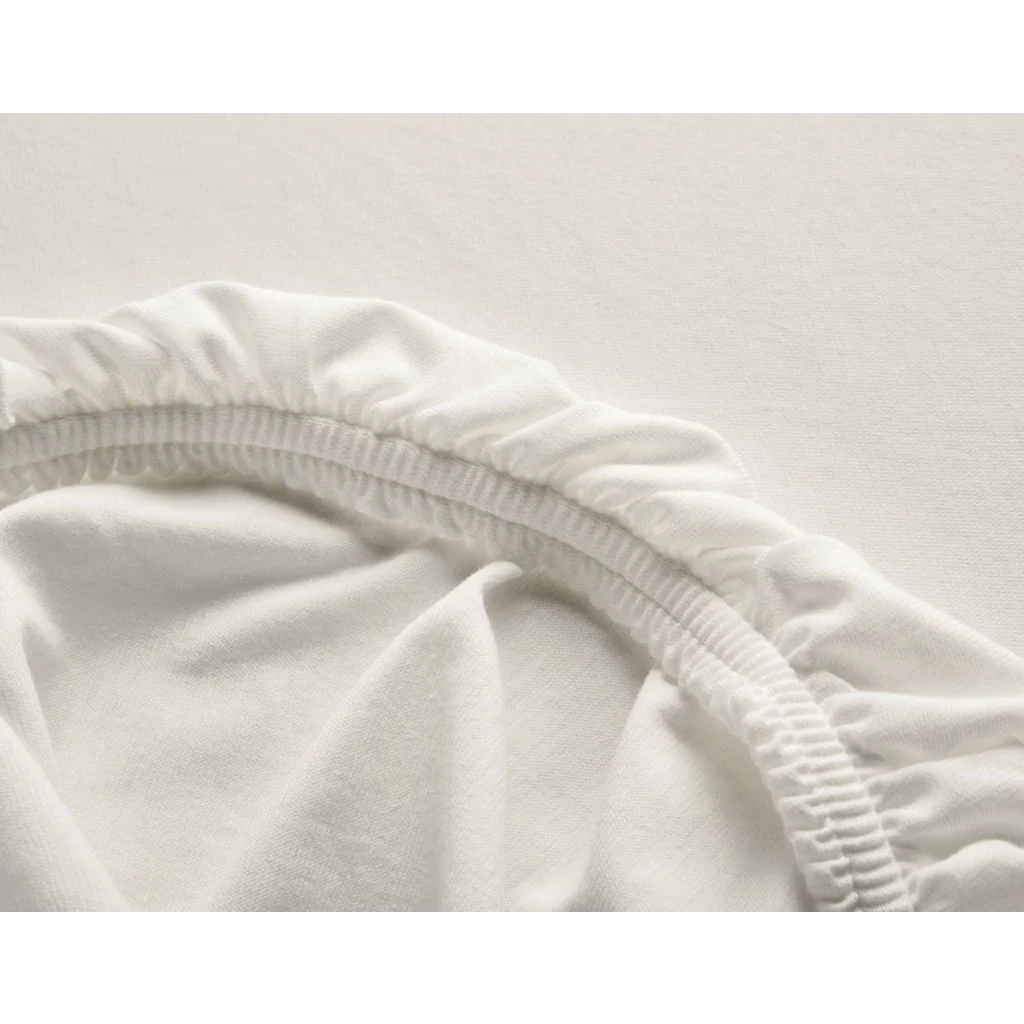 Bio Single-Jersey Spannbettlaken für Topper in Standardgröße - Einzelbett in Creme von Cotonea Größe 90-100 x 190-200 cm