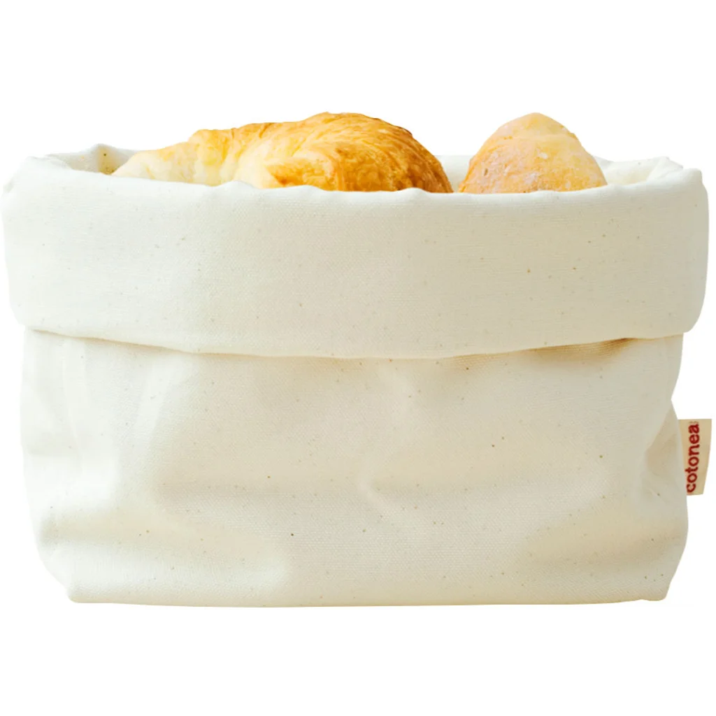 Bio Stoff-Brotkorb in Creme von Cotonea Größe 20x30 cm