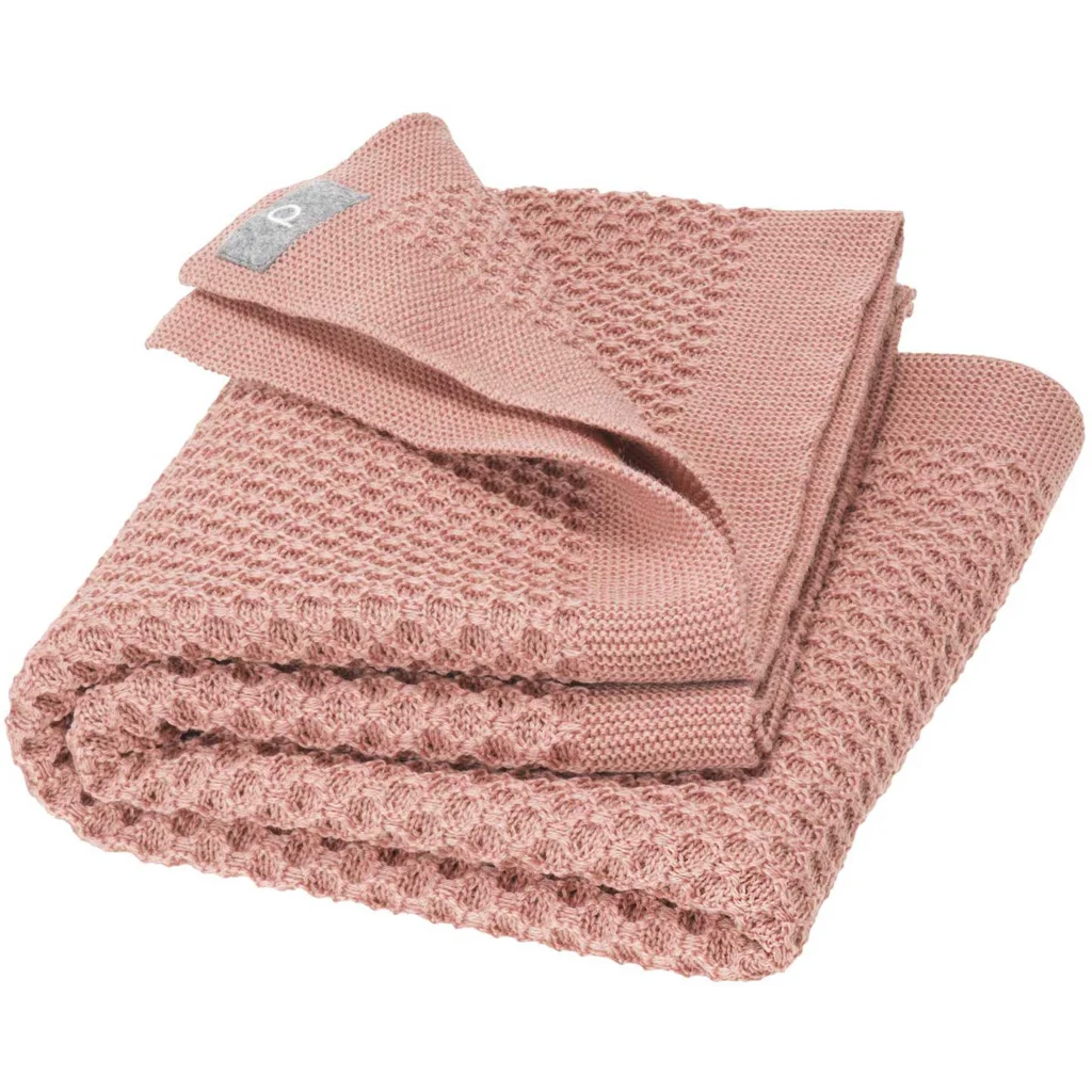 Bio Strick Decke mit Waben-Struktur in Rosé Rosa von disana Größe 135x200 cm