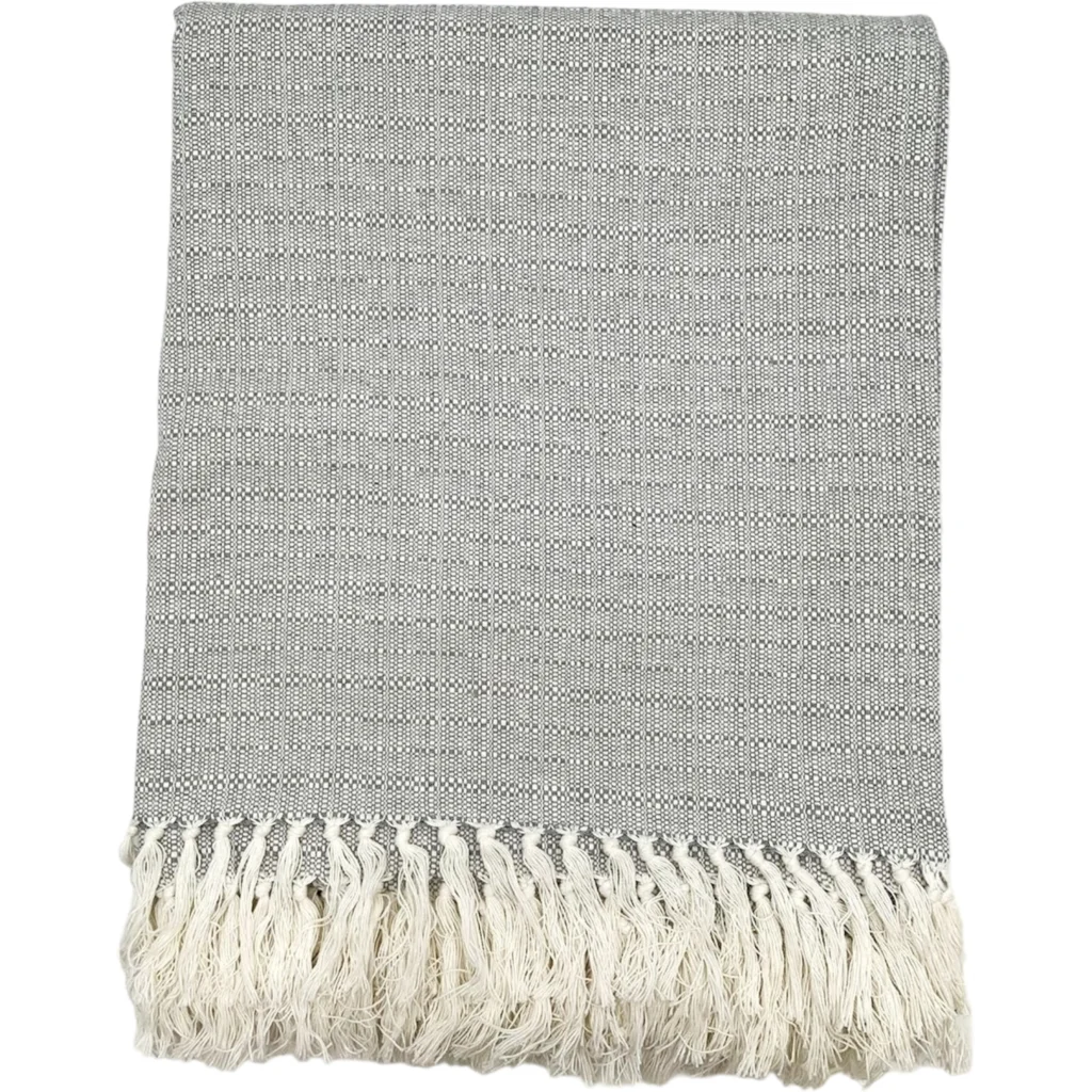 Bio Tagesdecke in Hellgrau+Creme Grau+Creme Muster Gemustert von BAGHI Größe 180x225 cm