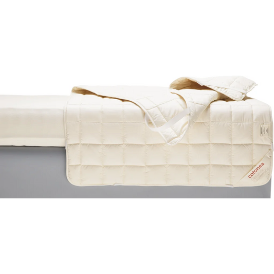 Bio Topper mit Füllung Baumwolle für Matratzen in Standardgröße - Einzelbett in Creme von Cotonea Größe 90x200 cm